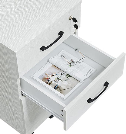 Panana 3 Drawer Wood Mobile File Cabinet, Under Desk Storage Drawers Small File - Image 9