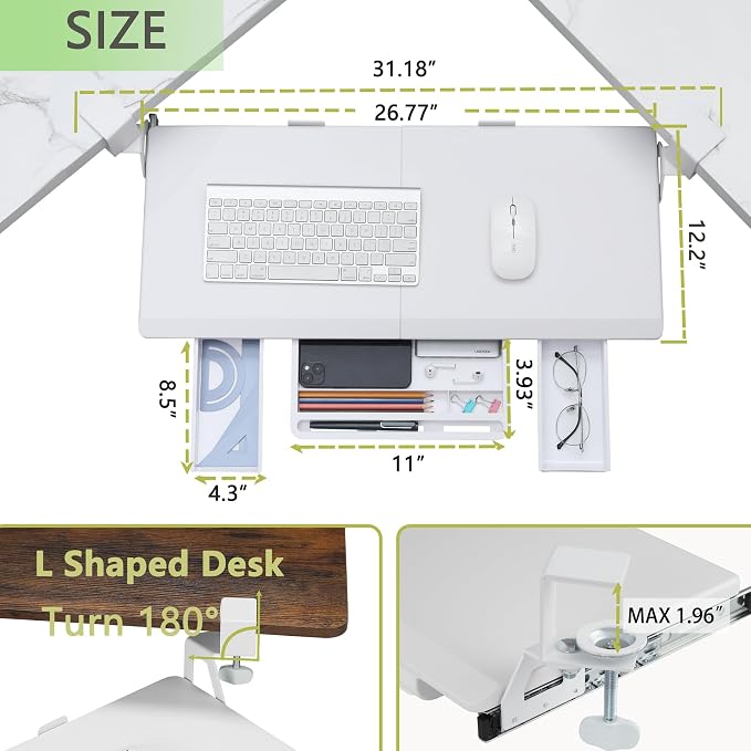 ETHU Keyboard Tray Under Desk, Ergonomic Corner Keyboard Tray - Image 2