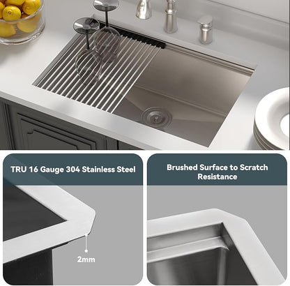 Lordear 28 Undermount Kitchen Sink Stainless Steel 16 Gauge Under Counter - Image 6