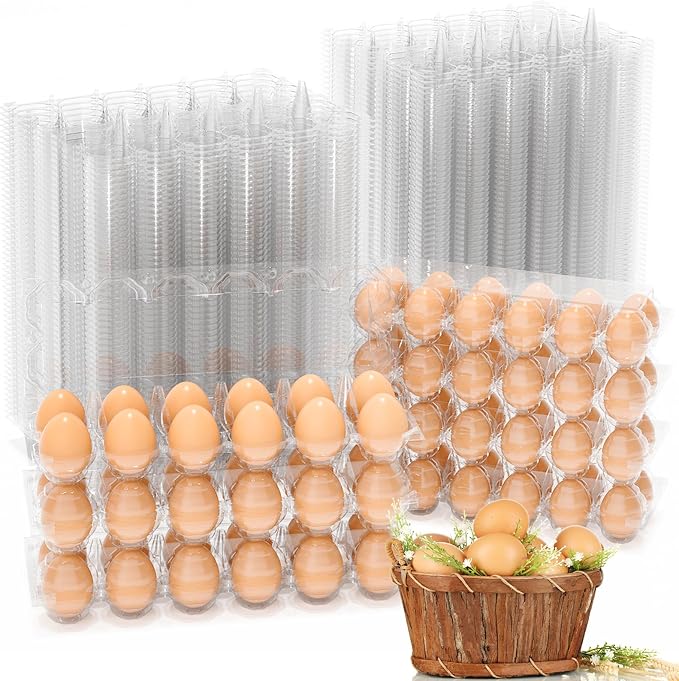 100 Pack Plastic Egg Cartons Cheap Bulk, 2x6 Grids Refrigerator Egg Trays by EPHECH