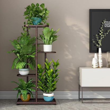LINZINAR Plant Stand Metal 4 Tier 5 Potted Multiple Flower Pot Holder Shelf - Image 2