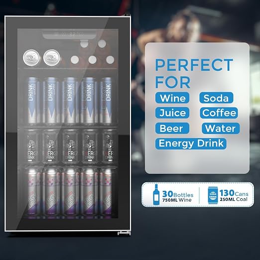 COWSAR Mini Fridge Cooler, 130 Can Beverage Refrigerator - Image 4