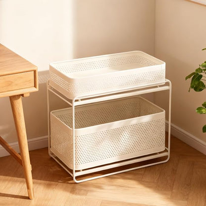 Slide Out Under Sink Organizer, 2 Tier Steel Sink Shelf Cabinet Storage - Image 4