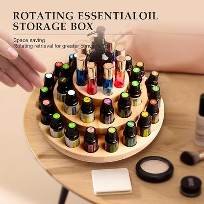 VolksRose Essential Oil Box, Wooden Storage Holds Organizer 39 Slots 3 Layers - Image 6