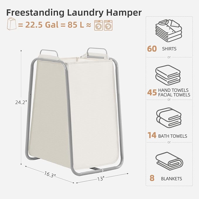 STORAGE MANIAC Metal Rack Laundry Hamper, 85L Large Laundry Basket - Image 3