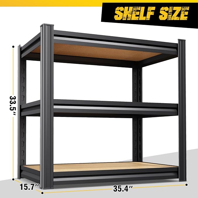 4-Pack 3-Tier Heavy Duty Garage Shelving Set - Image 2