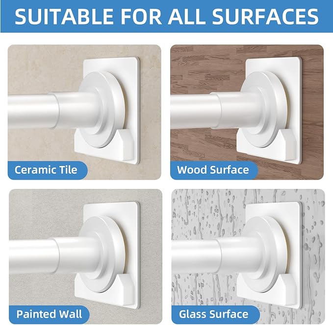 CorkLatta White Shower Curtain Rod, 1 Inch Diameter Stainless Steel Adjustable - Image 4