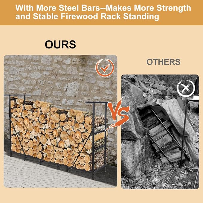 Vailge Firewood Rack Outdoor 6FT - Image 4