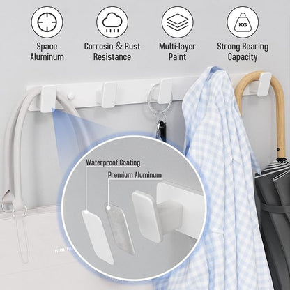 White Coat Rack Wall Hooks for Hanging Heavy Duty Door Hooks - Image 3