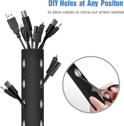 JOTO 2 Pack Cable Management Sleeve -Black, 2 Large | 130" Cord Organizer System - Image 4