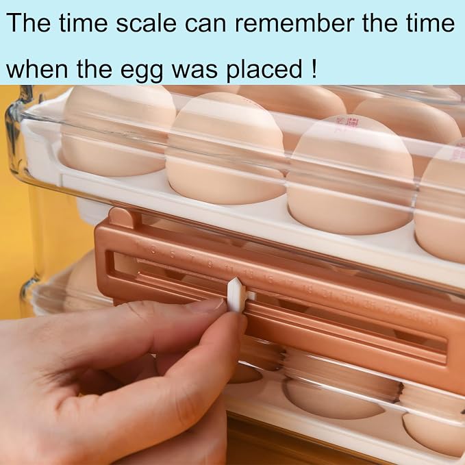 Sooyee Egg Holder for Fridge, 2 Drawers 32 Eggs Organizer for Refrigerator - Image 3