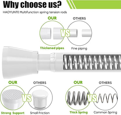 Tension Curtain Rod 2 Pack 30-64 Inch Curtain Rods No Drilling White Tension - Image 3