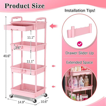 SUNALLY 4 Tier Rolling Utility Cart - Image 2