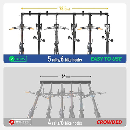 monTEK Enhanced Garage Bike Rack, Adjustable 6 Bike Hangers - Image 2