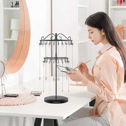 iDavosic.ly 2 Tier Rotating Necklace Holder Organizer - Image 6