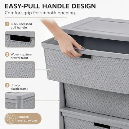 Wide 3-Drawer Plastic Storage Tower - Image 4