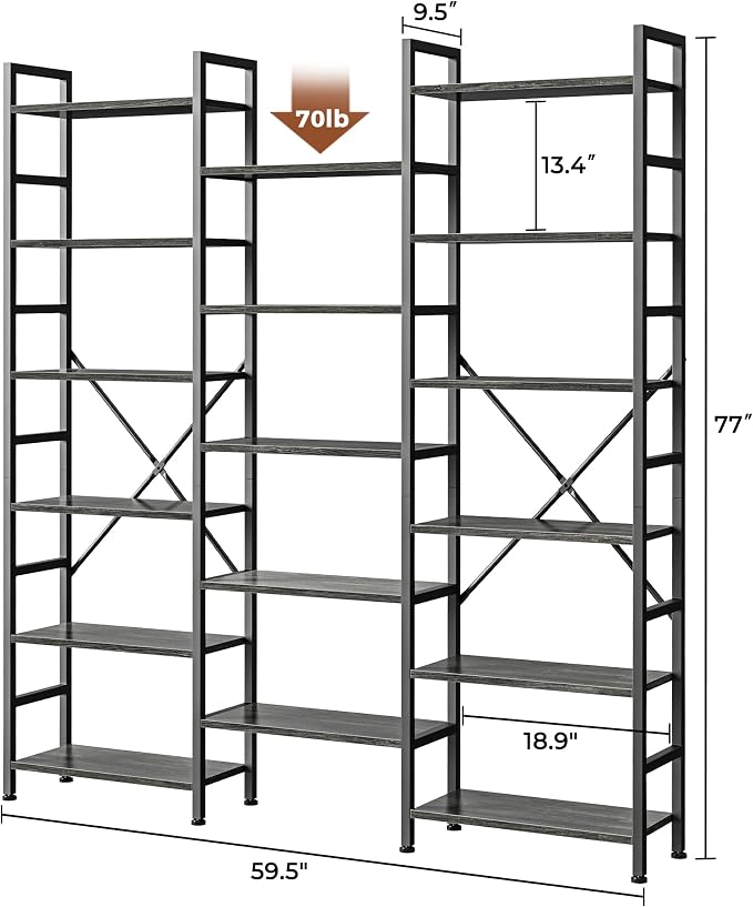 SUPERJARE Triple Bookshelf, Bookcase - Image 3