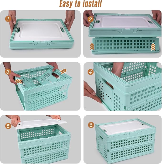 Collapsible Storage Crate, Foldable Plastic Basket - Image 5