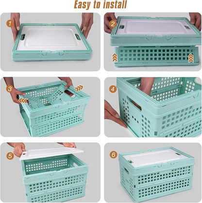 Collapsible Storage Crate, Foldable Plastic Basket - Image 5
