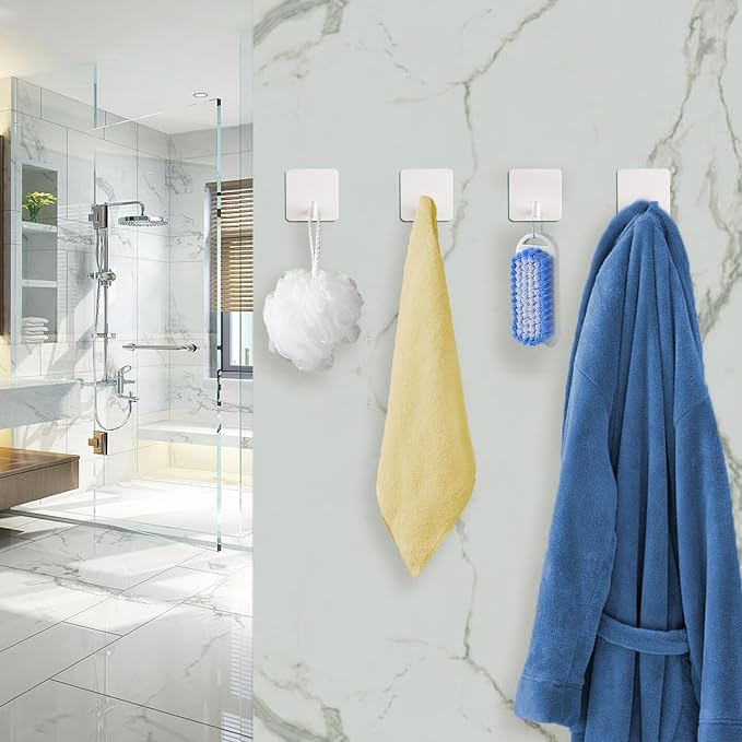 FOTYRIG Adhesive Towel Hooks Heavy Duty Stick on Towel Holder Wall Hangers - Image 7