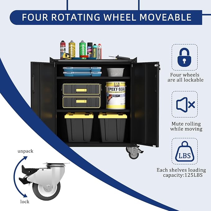 Metal Tool Cabinet, Garage Storage Cabinet System, Wall Cabinet & Locking - Image 5