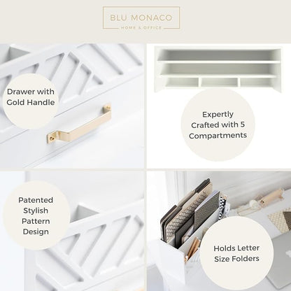 BLU MONACO | White Wooden Desk Organizer & Mail Organizer - Image 5