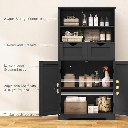 Iwell Tall Storage Cabinet, Bathroom Cabinet - Image 4