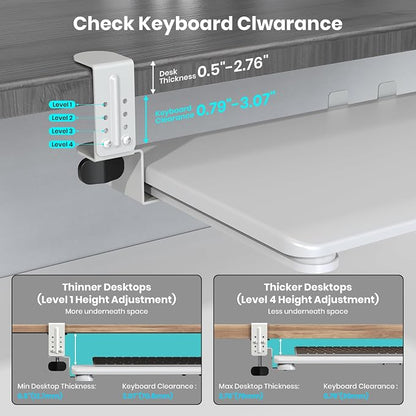 Keyboard Tray Under Desk, Pull Out Keyboard & Mouse Tray - Image 5