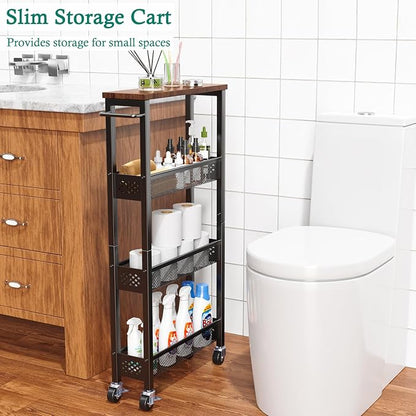 XYZLVSI Utility Slim Storage Cart on Wheels, 4 Tier Laundry Room Organizers | - Image 4
