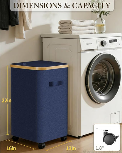Laundry Hamper with Wheels, 75L Large Clothes Hamper with Removable Inner Bag - Image 2