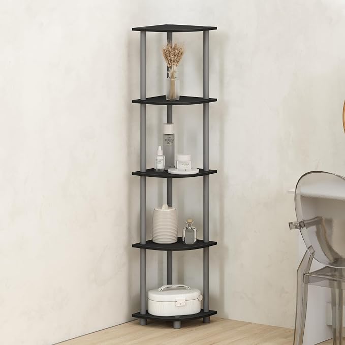 Furinno Turn-N-Tube Storage Shelves, 5-Tier Book Shelf, Corner Shelf - Image 2