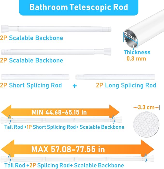 MEXAU 2 Pack Tension Curtain Rod - Image 2