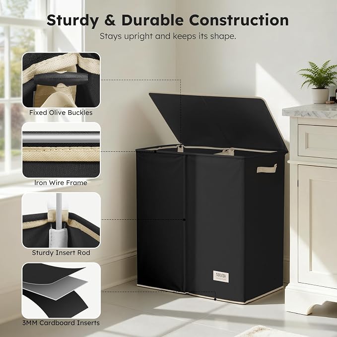 SOLEDI Large Double Laundry Hamper - Image 6