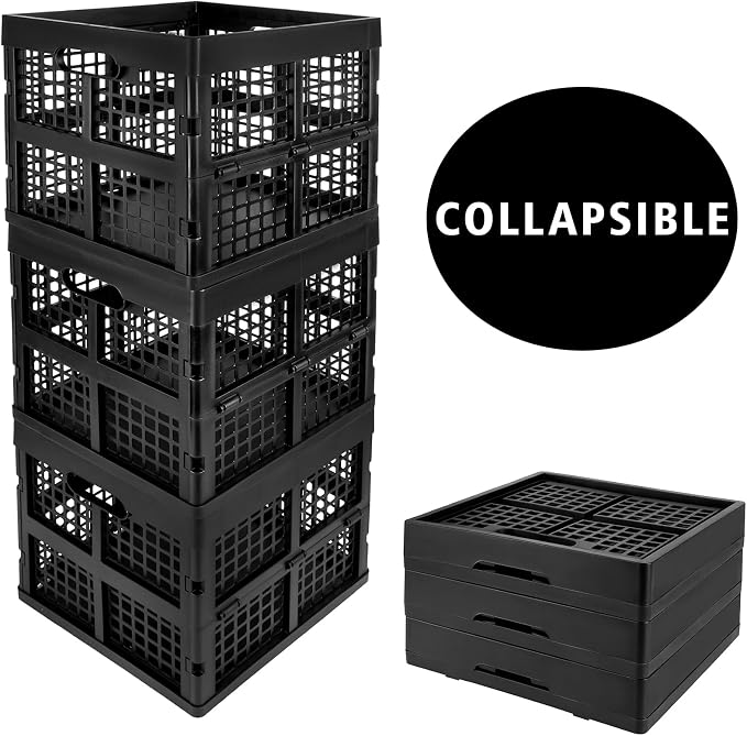 3-Pack Collapsible Plastic Storage Crates, Foldable Crates - Image 9
