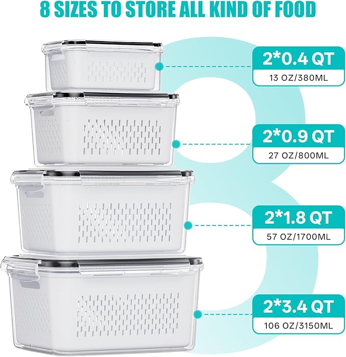 HOMETALL 8 Pack Fruit Storage Containers - Image 3