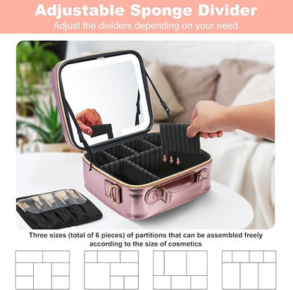 Mocado Travel Makeup Bag with LED Lighted Mirror, Travel Makeup Organizer - Image 3