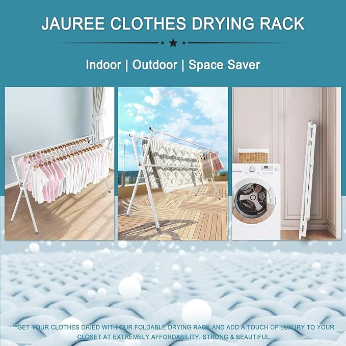 JAUREE 95 Inches Clothes Drying Rack, Drying Rack Clothing Folding Indoor - Image 5