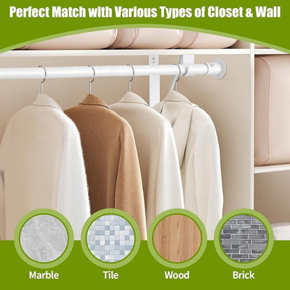 Closet Rod, 16 to 75 Inch Clothes Rods Heavy Duty Adjustable Clothes Rods - Image 4