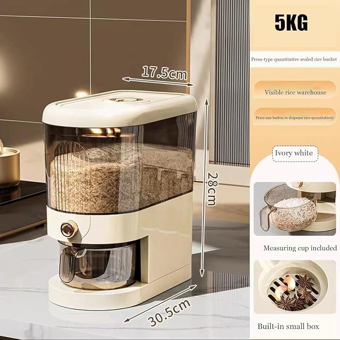 Peaoop 11LB Rice Dispenser, Large Grain Container Storage - Image 2