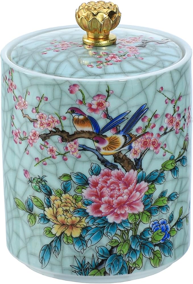 Enamel Ceramic Tea Caddy Tea Canister Tea Storage Container Tins Jar by Bicuzat