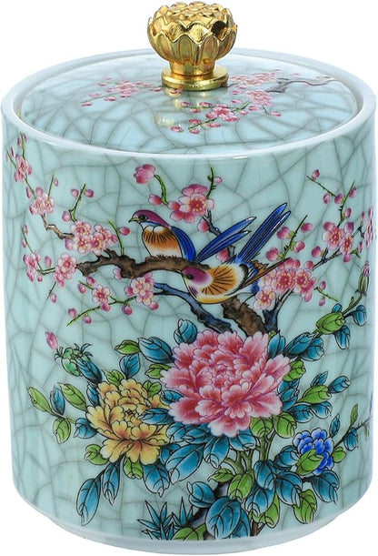 Enamel Ceramic Tea Caddy Tea Canister Tea Storage Container Tins Jar by Bicuzat