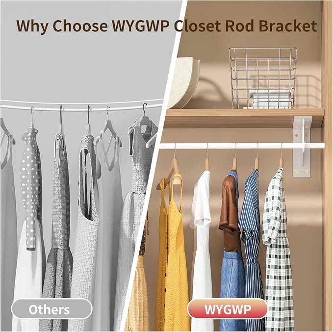 13.5x5.6inch Closet Rod Bracket Heavy Duty Support 400 lbs | Sturdiness Wall - Image 3