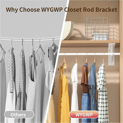 13.5x5.6 in Heavy Duty Closet Rod Support Bracket | 400lbs Capacity Sturdy Wall - Image 4