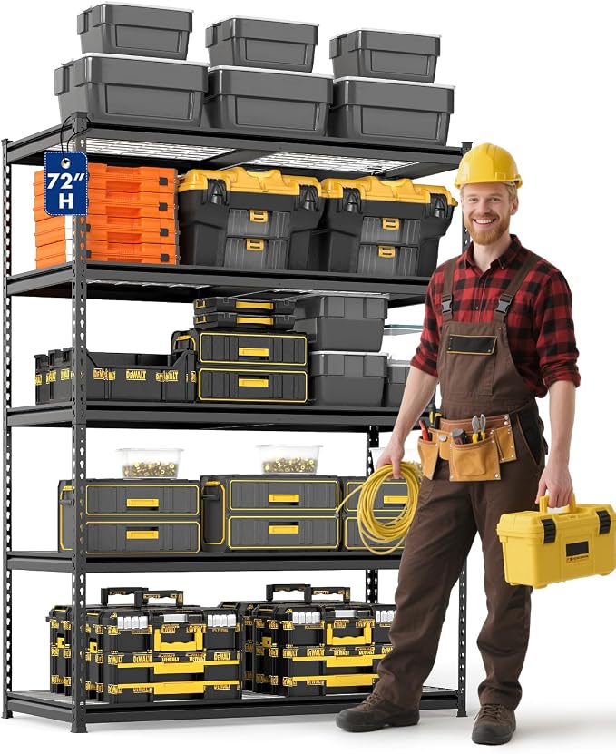 WORKPRO 5-Tier Heavy Duty Metal Shelving Unit, 72”H x 48”W x 24”D, Adjustable by WORKPRO