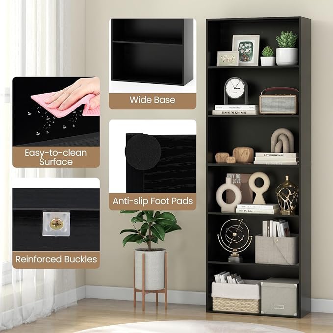 Giantex 6-Tier Bookcases Set of 2, Freestanding Storage Organizer w/Open Shelves - Image 6