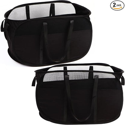 2 Pcs Collapsible Laundry Baskets, Tear Proof Pop Up Laundry Hamper by BATTOO