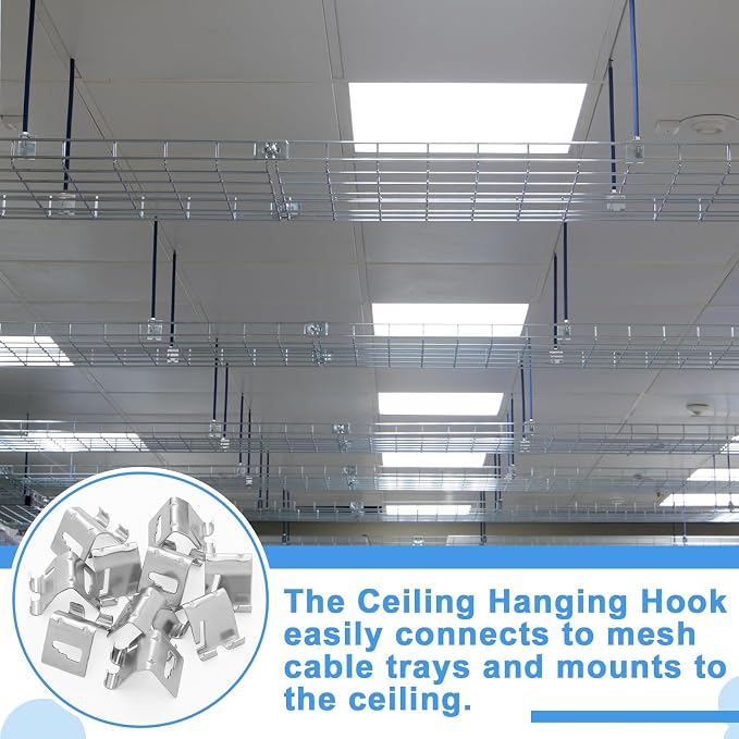 10 Pcs Wire Mesh Cable Tray Ceiling Hanging Hook, Basket Tray Ceiling Support - Image 5