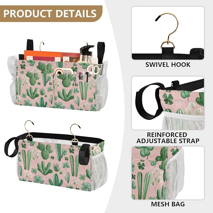 Floral Pink Cacti and Clovers Bedside Caddy - Image 5