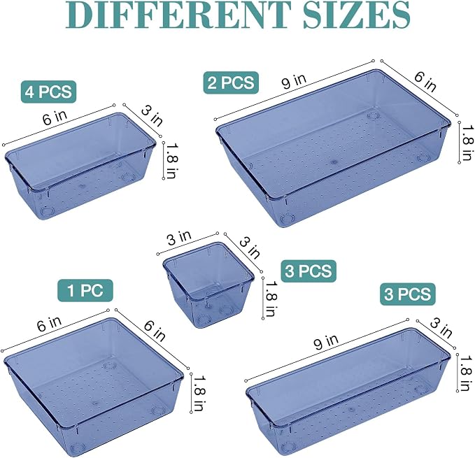 13 PCS Drawer Organizer Set, 5 Varied Size Bathroom and kitchen Drawer cabinet - Image 2