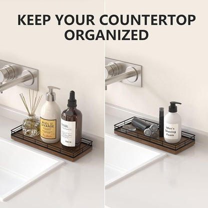 Bathroom Tray for Counter Top Organizer – Oak Wood Vanity Tray - Image 2